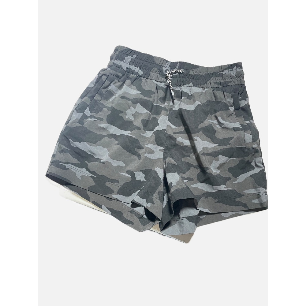 Athleta Girl Shorts Kids Size S 7 Gray Camo Athletic Gym Activewear Drawstring